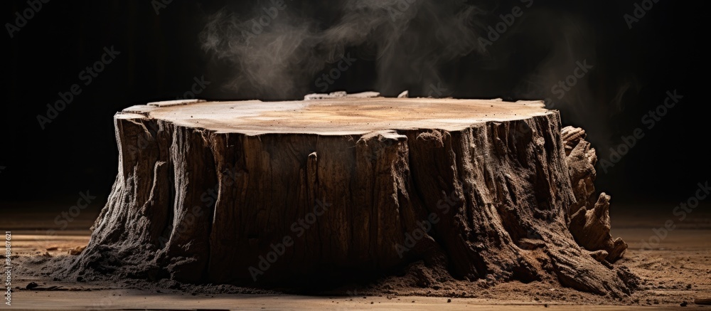 Poster an old cut tree with a hollow. creative banner. copyspace image