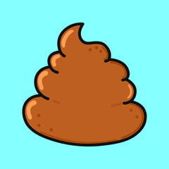 Turd character. Vector hand drawn cartoon kawaii character illustration icon. Isolated on blue background. Turd character concept
