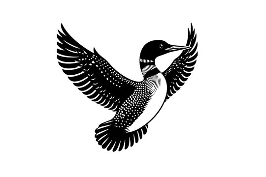loon black silhouette style vector illustration art isolated on transparent background - Generative AI
