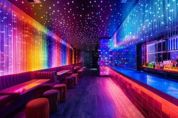 Vibrant Neon Bar Interior