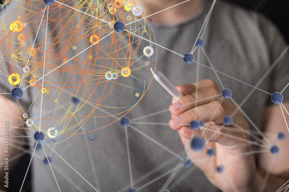 Poster conference digital network and data concept 3d