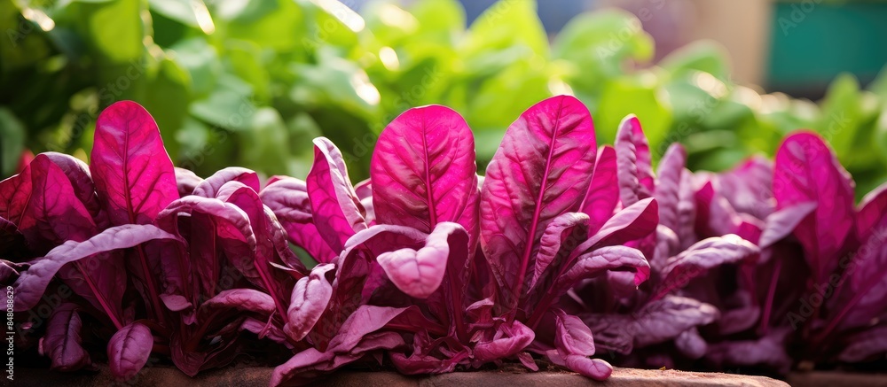 Poster red spinach at stekpi garden jakarta. creative banner. copyspace image