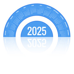 Calendar circle, spiral, planner for 2025. Vector Stationery Design Print 2025 Template with Place for Photo, Your Logo and Text. calendar design 2025