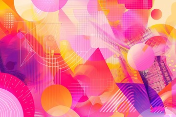 Unique artistic summer cards with bright gradient background,shapes and geometric elements in memphis style.modern conceptual design cards perfect for prints,flyers,banners,invitations,special 