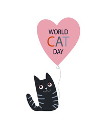 World Cat day vector illustration. Hahd drawn banner for poster, banner, campaign and greeting card. International Cat day poster