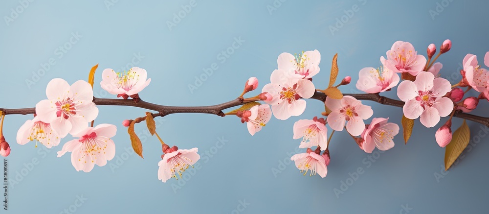 Poster peach blossom there are many peach blossom in spring peach is the symbol of vietnamese lunar new yea