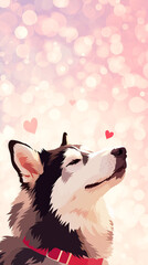 Captivating Minimalist Digital Art Featuring a Joyful Alaskan Husky