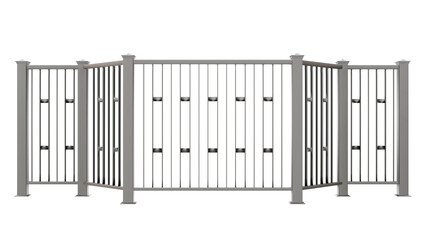 Elevate your design with this 3D illustration of a grey ironwork balustrade. It seamlessly blends modern and Indochine architectural styles (isolated background).	