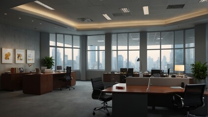 Modern office space with city view