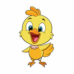 Cute Chicken Flat Color Vector Art illustration for Easter.