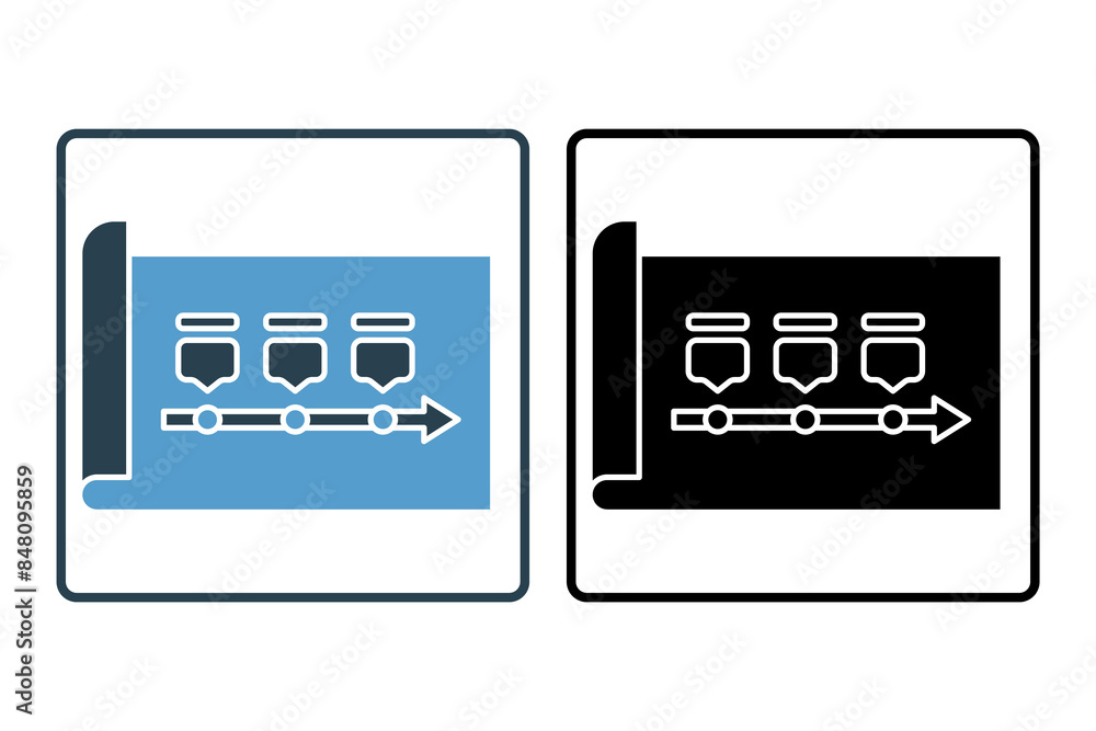 Poster strategy map icon. icon related to action plan. suitable for web site, app, user interfaces, printab