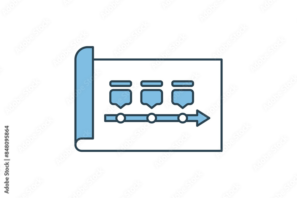 Poster strategy map icon. icon related to action plan. suitable for web site, app, user interfaces, printab