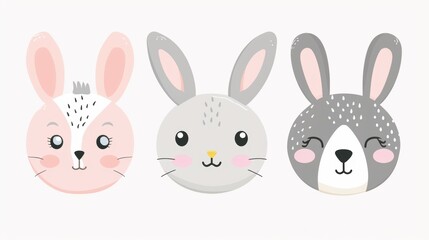 Obraz premium Rabbit. Flat vector illustration of cute animal. Baby nursery art.