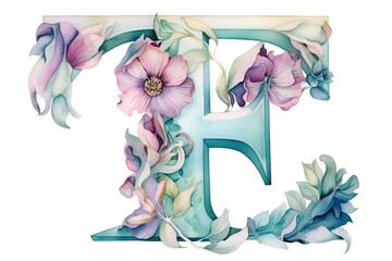 Watercolor letter adorned with vibrant flowers and delicate leaves, creating a whimsical and artistic composition. Ganaretive AI