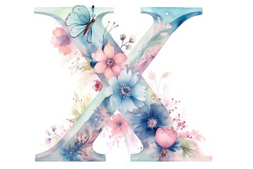 Watercolor letter adorned with vibrant flowers and delicate leaves, creating a whimsical and artistic composition. Ganaretive AI