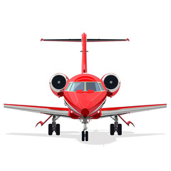 Fototapeta premium Sleek Red Business Jet Soaring Against a Clean White Background in PNG Format