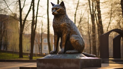 Stone Monument to the cat is installed in the park or in the cemetery	
