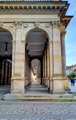 Mill Colonnade-Mineral Springs in Karlovy Vary, Czech Republic, The Neo-Renaissance structure by Architect Josef Z&iacute;tek 1881.