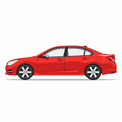 Obraz premium Vibrant Red Sedan Against Clean White Background - Transparent PNG Image for Design Projects