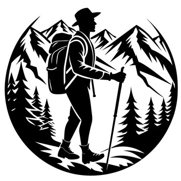 recommend clip art: l graphic of a backpacker in the mountains