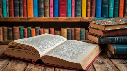 stack of book, a clean solid light background.