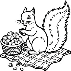 Squirrel coloring pages for kids