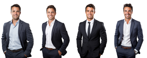 Portrait of a handsome businessman looking at the camera, isolated on transparent background	
