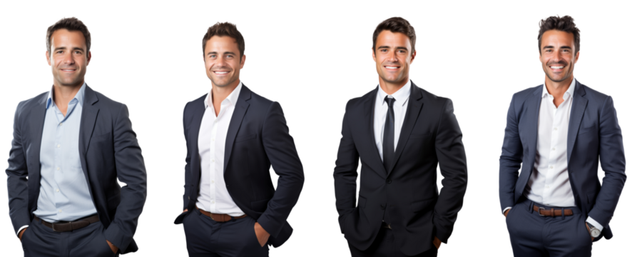 Portrait of a handsome businessman looking at the camera, isolated on transparent background	
