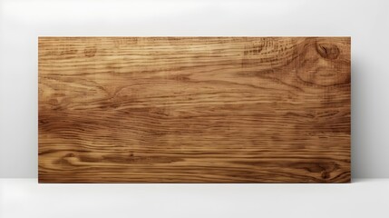 Blank Smooth Oak Wood Sign on Bright White Background with Sharp Edges