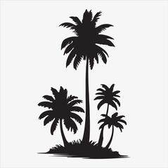 palm tree silhouette vector on a white background