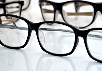 full frame shot of glasses instore on white background