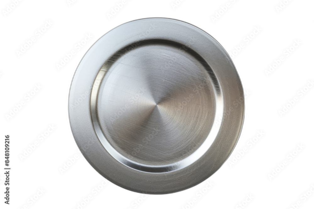Poster an elegant modern graphic of a simple plate in silver color on a transparency background