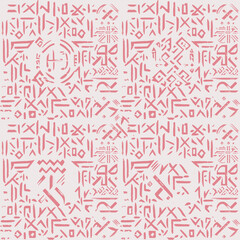 Occult Geometric Pink Witchcraft Seamless Pattern with magic symbols