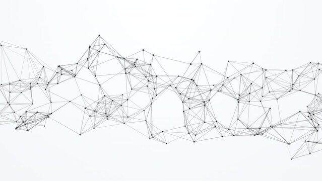 White plexus network connection background. Plexus wireframe network background. Seamless loop