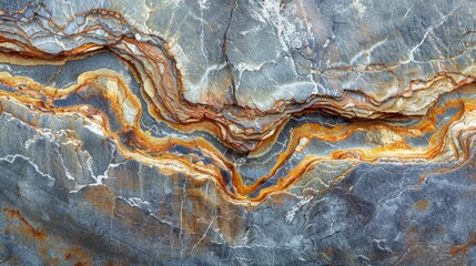 Fototapeta premium Stone Wall with Blue and Golden Veins Background