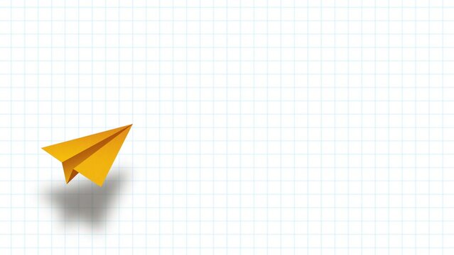 Animated Paper Airplane On Squared Sheet Of Paper 