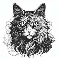 Obraz premium Cat Head Silhouette Vector Style