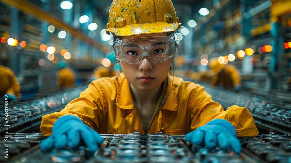 Poster a compelling series of documentary photographs documenting the daily routines of factory workers in 