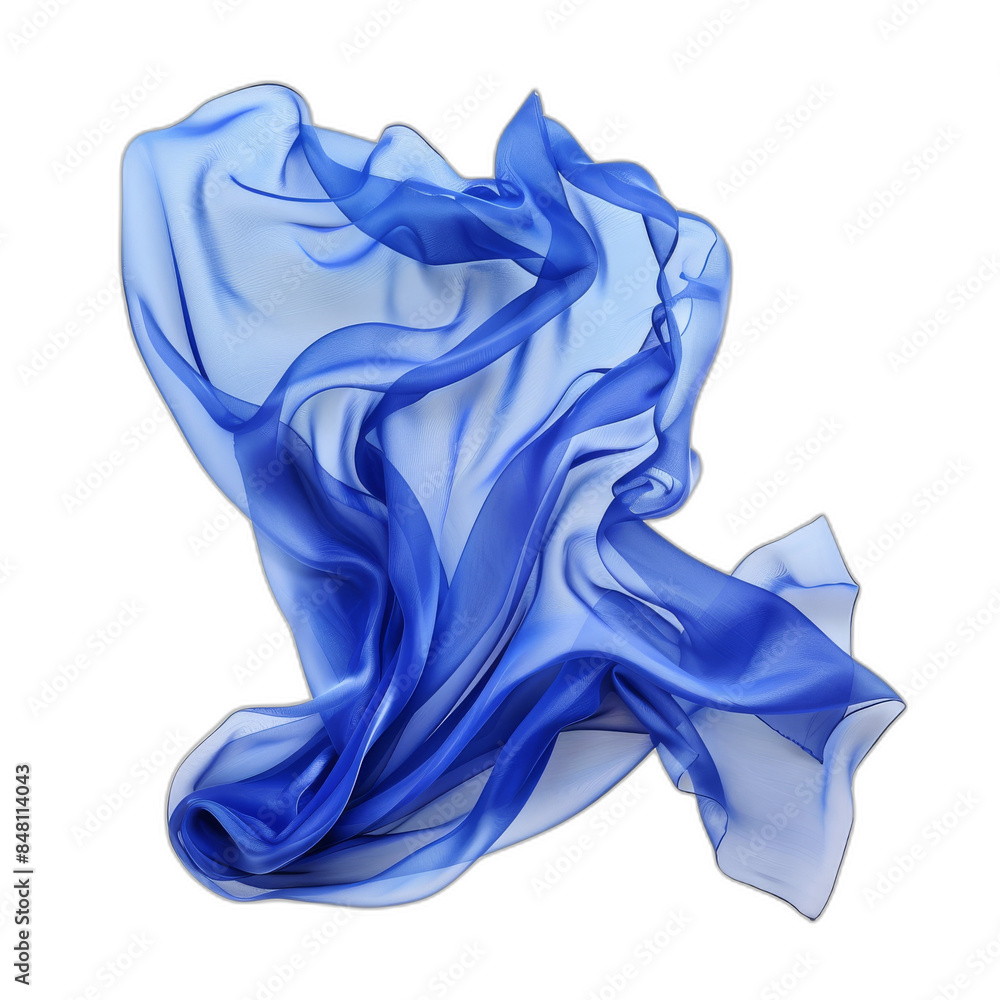 Poster the floating fabric blowing on a transparent background is an isolated png file