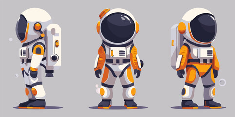 Toy spacesuits on a white background. Vector flat minimalistic isolated illustration.