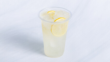 Iced lemon lemonade glass isolated