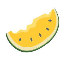 Bitten yellow watermelon fruit vector illustration water melon slice clip art image