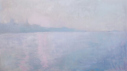 Fototapeta premium An abstract painting using pastel blue, purple, white, colors.