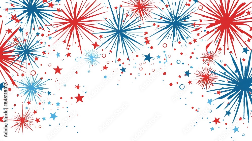 Poster festive independence day with fireworks display and flag-inspired elements
