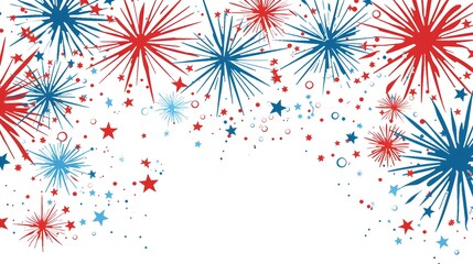 Festive Independence Day with Fireworks Display and Flag-Inspired Elements