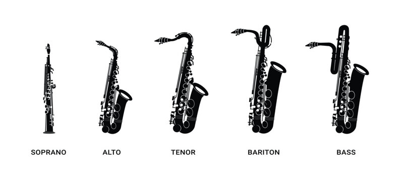 wind instrument logo illustration, saxophone silhouette suitable for music stores and communities	