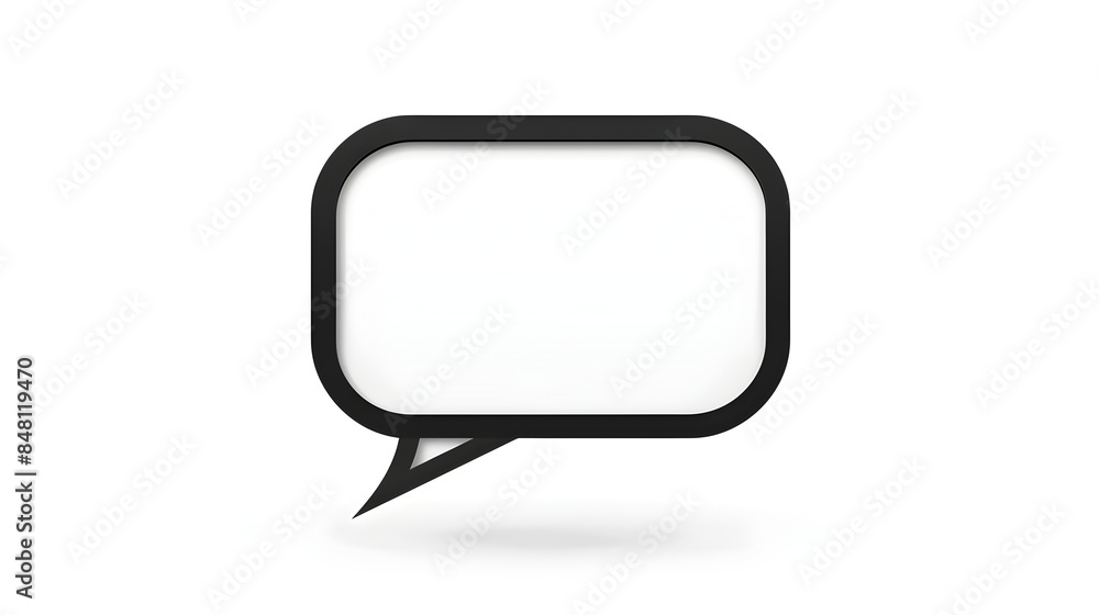 Poster minimalist rectangular speech bubble with soft corners on white background