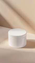 Isolated white plastic jar with cosmetic cream for skincare or beauty care