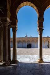 Fototapeta premium Zitouna Mosque,Located in the heart of Tunis' medina, this important mosque was founded in 734 and built on a site once occupied by a church. It was totally rebuilt in the 9th century and restored 
