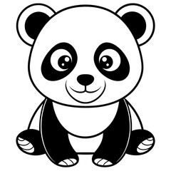 cute baby panda for coloring page only outline silhouette